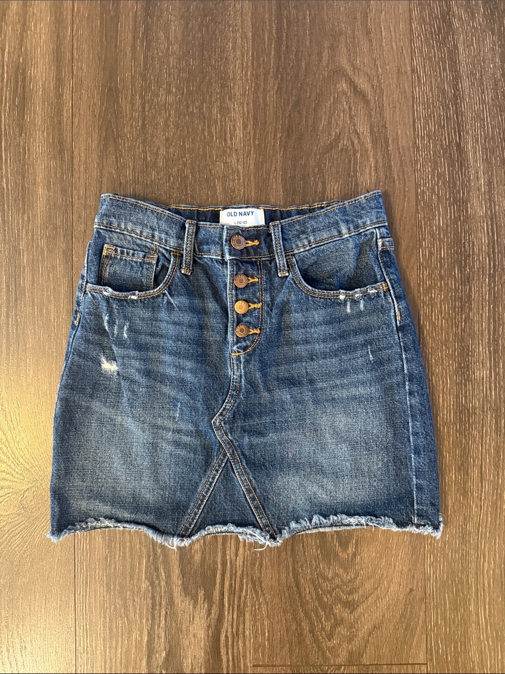 Old Navy Medium Blue Denim Button-Front Mini Skirt, Size Large 10-12